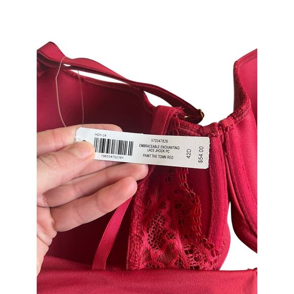 Soma Embraceable Enchanting Lace J-Hook Bra in Red, size 42D, NWT! - Picture 6 of 8
